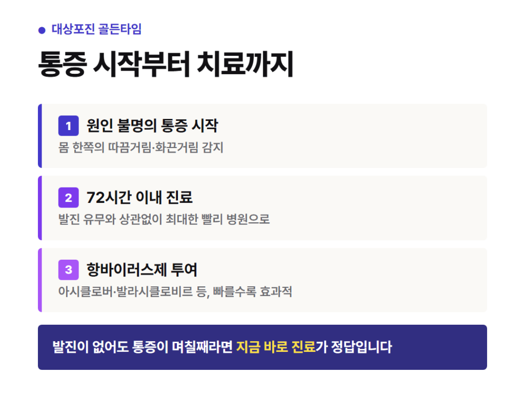 대상포진 72시간 골든타임 - 통증 시작부터 항바이러스제 투여까지 흐름