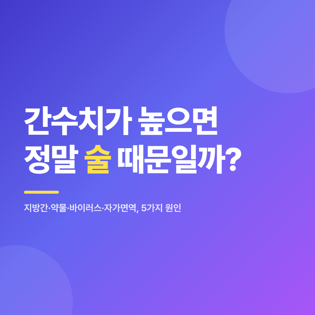 간수치 상승의 5가지 원인, 술 vs 비알코올성 지방간·약물·바이러스성 간염·자가면역 간염 비교